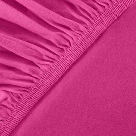 leevitex® Fitted Sheet for Box Spring Beds and Waterbeds, 100% Cotton, Brand Quality, Oeko-Tex, 200 x 220 cm + 40 cm Drop, Pink
