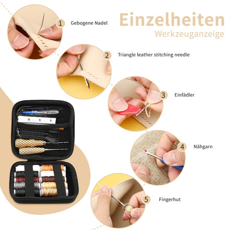 Riddur 46 Pieces Leather Sewing Kit, Leather Sewing Tool Set