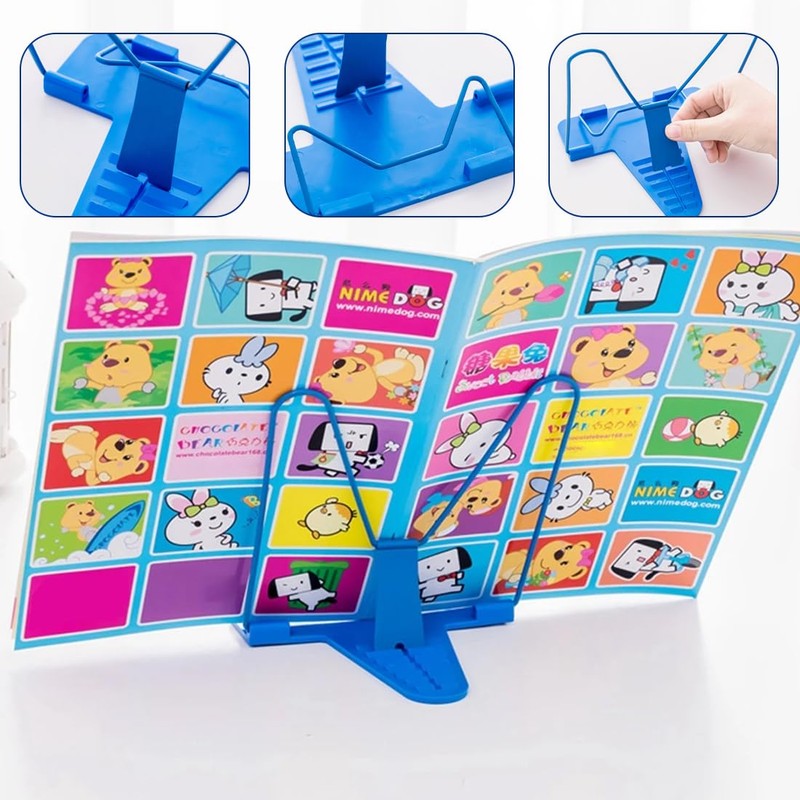 ZOKJSW Reading Stand (Blue, 1 Reading Stand) with Metal Bracket