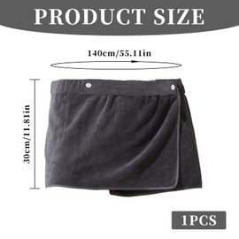 1 Piece Bath Towel Skirt, Men's Beach Wrap Skirt, Anti-Exposure Bath Skirt, Soft Absorbent Bath Towel, Sauna Towel, Elastic Towel Wrap Skirt, Quick-Drying Beach Towel Grey