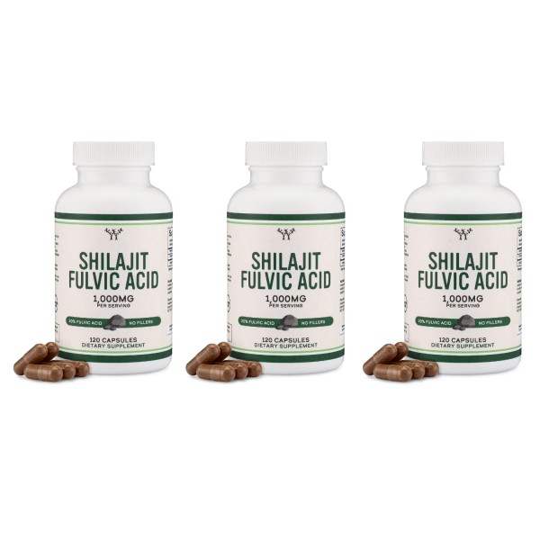 Wood Himalayan Pure Shilajit 1000mg 3X120 Caps Naturally Occurring Fulvic