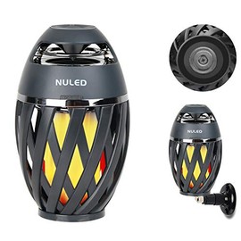 Portable Audio Tiki Torch Wall Mount Kit/Magnetic Base IP65 Waterproof NULED Flame Bluetooth Speaker w. Warm Yellow LED Flickers Atmosphere Indoor/Outdoor Table Lamp Stereo Sound Gray