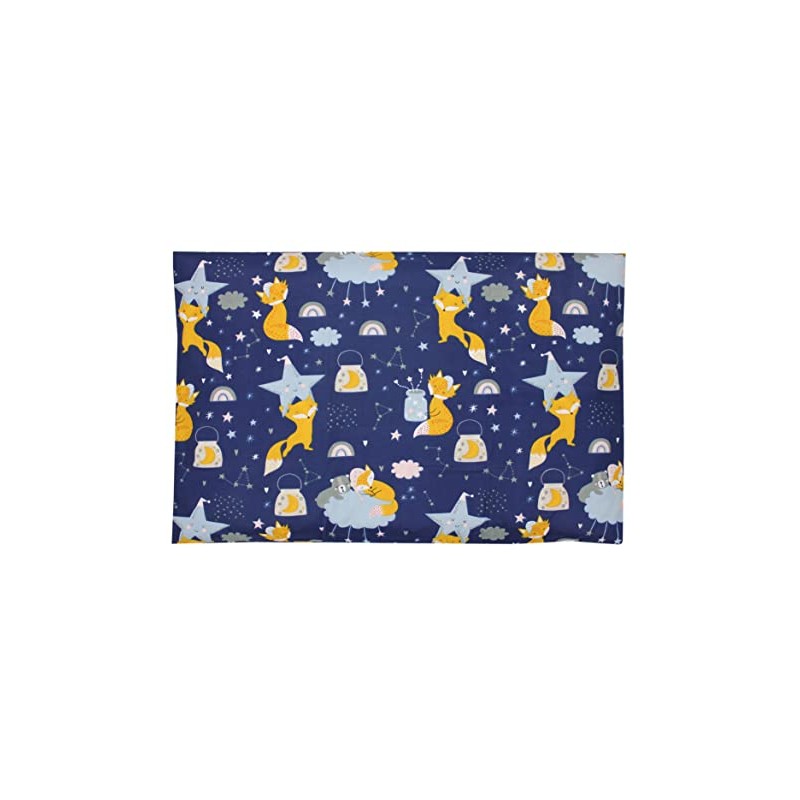 TupTam Children's Pillow Case with Decorative Patterns, Fox Stars/Dark Blue,