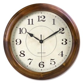 Kesin Wall Clock Wood 14 Inch Silent Wall Clocks Large Decorative Battery Ope...