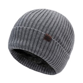 Beanie Hat for Men and Women, Warm Winter Cap, Lined & Stretchy (AU, Alpha, One Size, Light Grey)