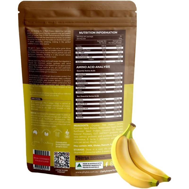 Phyba Plant Protein Powder – Banana Flavour – 450g Vegan