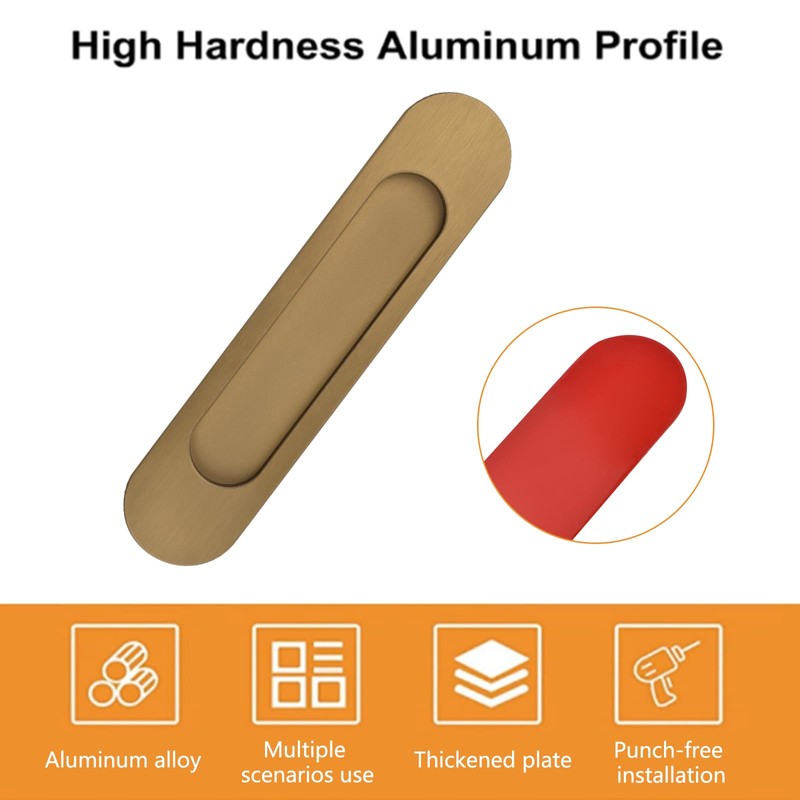 MOROBOR 18CM Self-Stick Oval Sliding Door Pulls, 2pcs Bronze Gold