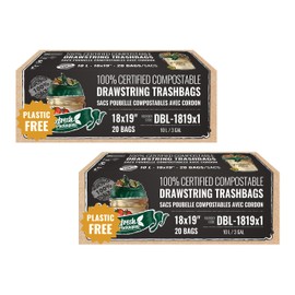 All Purpose Kitchen Trash Bags - 100% Certified Compost Safe Garbage Bag - Yard Waste Green Bin Liners - 10L / 3 Gallons - Drawstring Handles for Easy Use - 20 Bags Per Box