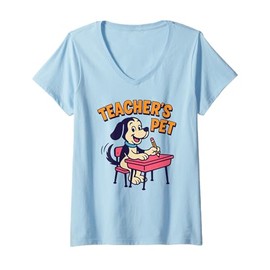 Womens Cute Elementary School Student Dog Funny Teacher's Pet V-Neck T-Shirt