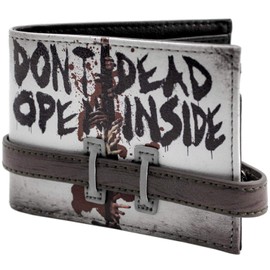 Walking Dead Dont Open Strap Buttoned Grey ID & Card Bi-Fold Wallet