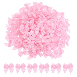 Pink Mini Bows,1 Inch Satin Ribbon Small Bows for DIY Crafts Tiny Pink Bow for Sewing Scrapbooking and Gift Wrapping Cute Mini Fabric Bow Accessories for Clothes Ornament