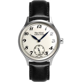 The STAC ST-AR002 Classic Retro Men's Women's Unisex Watch, Made in Japan, 1.4 inches (36 mm), White, white (off-white), Classic