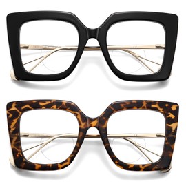 Kafirlo Oversize Bifocal Reading Glasses Women Cat Eye Blue Light Blocking Reader Clear Top No Line Transition Ladies Eyewear with Metal Frame & Spring Hinge (1.75x/Black & Tortoise)