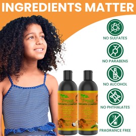 J'Organic Solutions Kids Shampoo and Conditioner - Hydrating & Strengthening - Kids Conditioner with Biotin - Phthalates-Free, No Sulfates, Paraben-Free, Baby & Toddler Shampoo and Conditioner, 2x8oz.