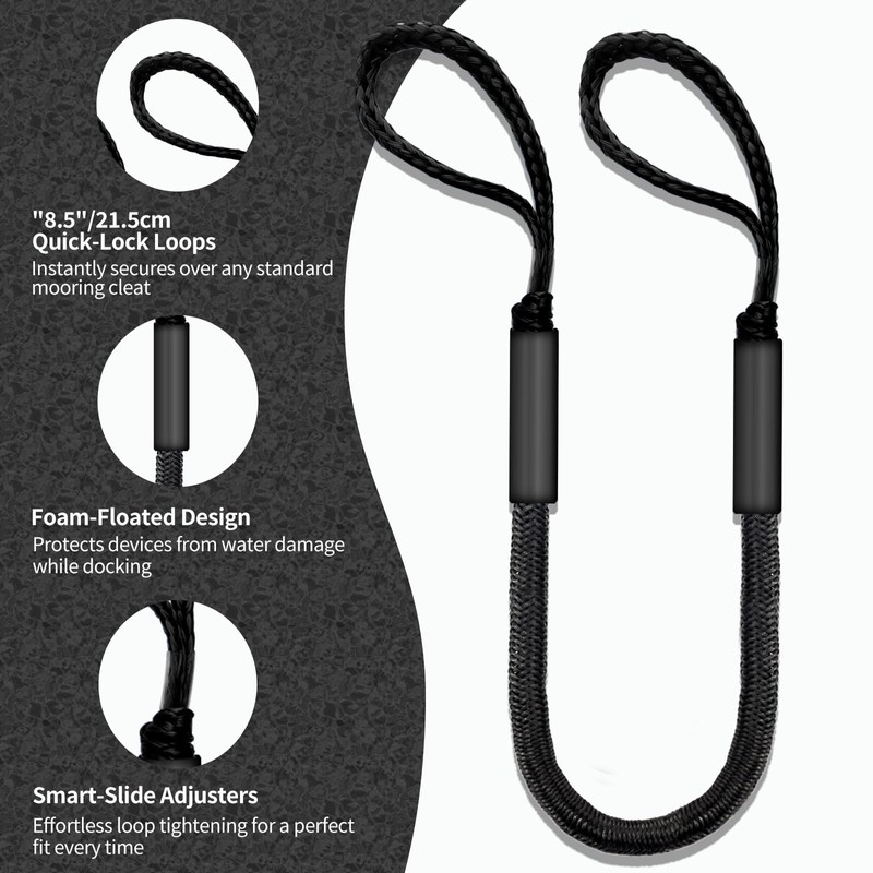 5FT Bungee Dock Line for Boats – Adjustable Elastic Mooring
