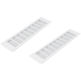 Vent Systems 16 x 4 Inch (Outer Dimensions) Air Supply Ventilation Grille - Pack of 2 - White Aluminum Rectangle Intake/Exhaust Door Vent Deflector - HVAC for Home Improvement Floor, Wall Duct Cover