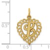 14k Yellow Gold Heart Shape Script Design Letter L Charm