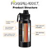 64oz Insulated Pickleball Water Bottle with Logo Pickleball Addict. By