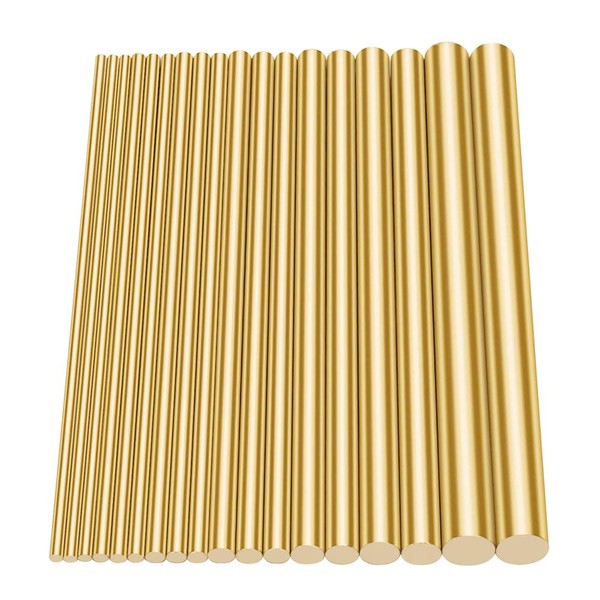 DOSNTO Glarks 18Pcs Brass Solid Round Rod Lathe Bar Stock