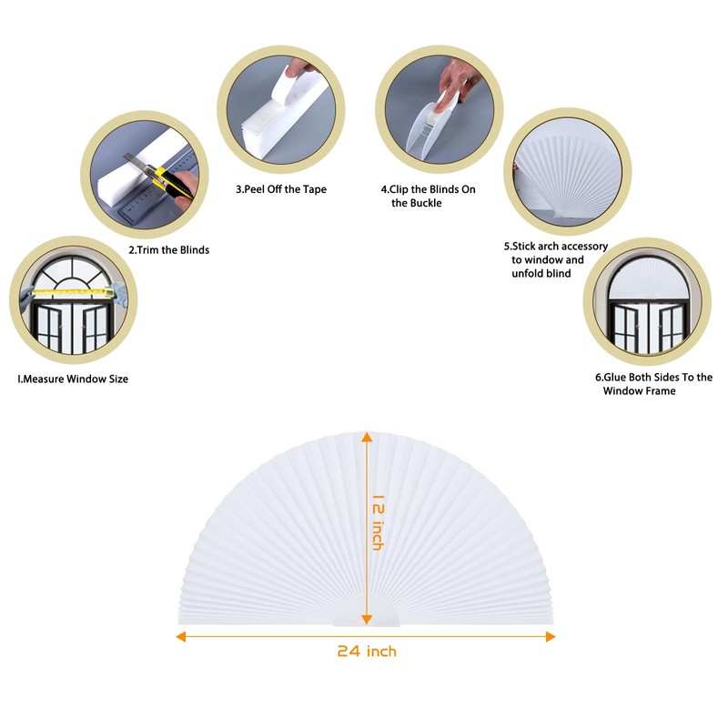 Arch Small Window Shade Curtains Half Circle Moon Pleated Blinds