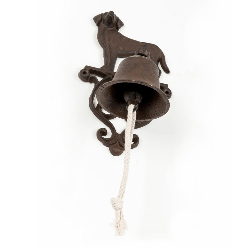 HOMESCAPES Cast Iron Doorbell with Dog Decoration and Wall Bracket