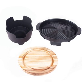 Happy Sales HSHG-ALMCNR, Japanese 7" D Tabletop Portable Grill Hibachi Grill Konro Yakiniku Grill, Nonstick Die-Cast Aluminum