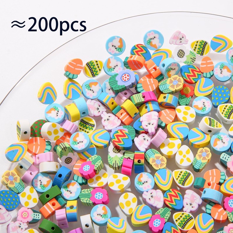 Easter beads, beads for bracelets, Easter, 200 pieces Easter clay