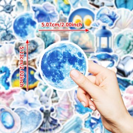 Dream Blue System Stickers for Water Bottle,50 PCS Blue Cute Style Stickers Pack for Bicycle Suitcase Laptop Phone Luggage Guitar,Waterproof Aesthetic Vinyl Stickers for Teens Party Favors