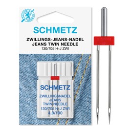 SCHMETZ Sewing Machine Needle | 1 Jeans Twin Needle 4.0/100 | System 130/705 H-J ZWI NE 4.0 | for on All Household Sewing Machines with Zigzag Function