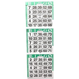 United Novelty 3 on Vertical Green Border Bingo Paper Cards- Case of 3000 Sheets