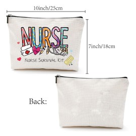 CREATCABIN Nurse Survival Kit Bag, Cosmetic Multi-Purpose Make-Up, Canvas Pen Case, Cultural Items, Funny Travel Bag Zip, Accessories, Gifts for Nursing Students, 25 x 18 cm