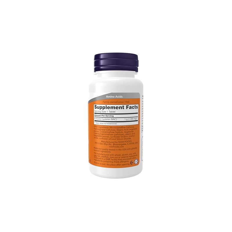 NOW Suplementos, NAC (N-acetil-cisteína) 1,000 mg, Protección de Radicales Libres*,