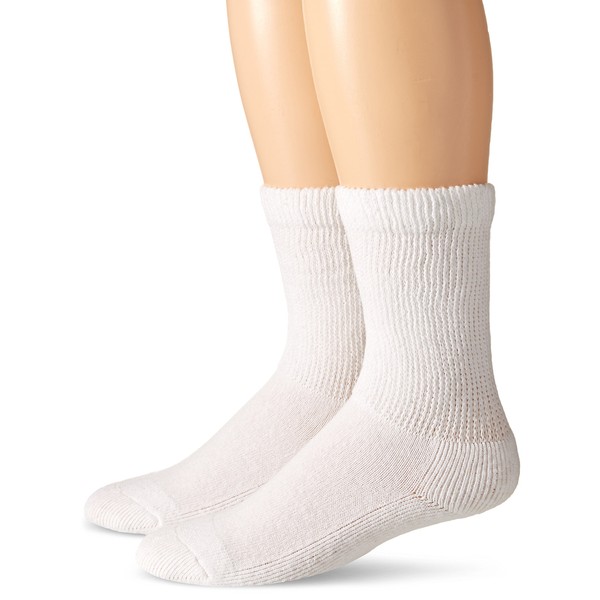 Carolina Ultimate Men's Diabetic Non-Binding Crew Socks 2 Pack, White, Large
