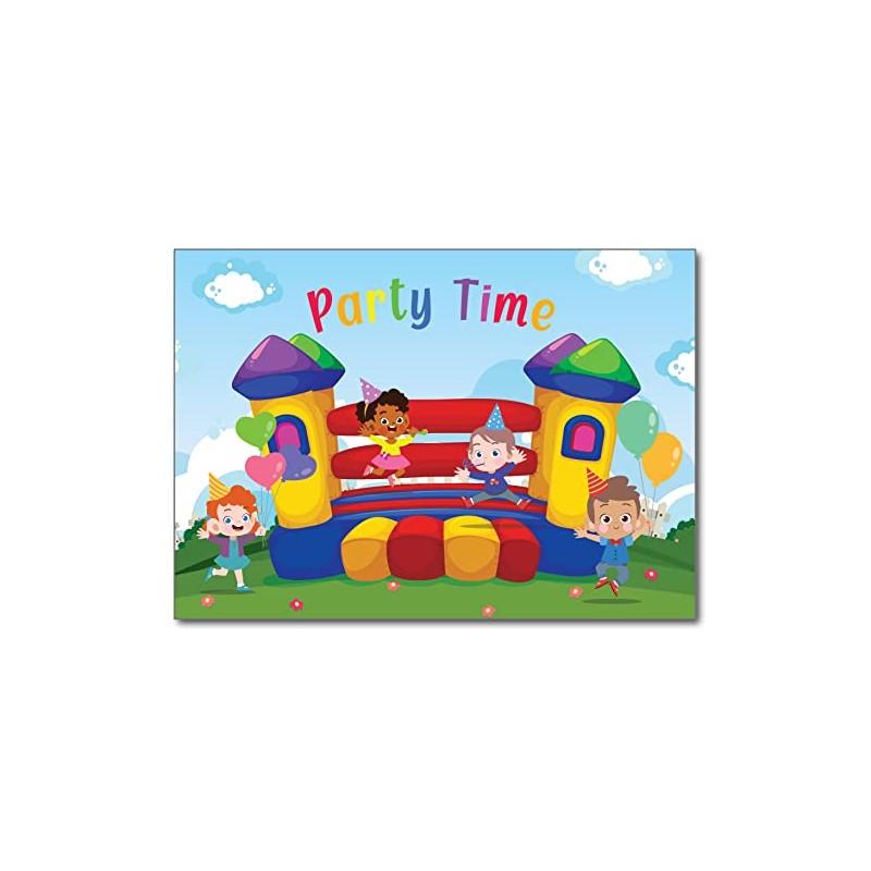 12 x Bouncy Castle Birthday Party Invitations with Blue Envelopes