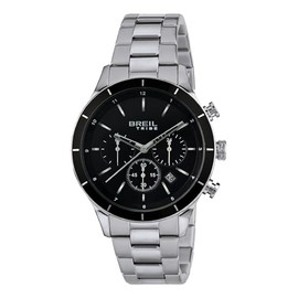 Breil Tribe Men's Chronograph Dude Sport Black Stainless Steel Silver Black 42 mm Water Resistance 5 Bar EW0447, silver/black, Bracelet