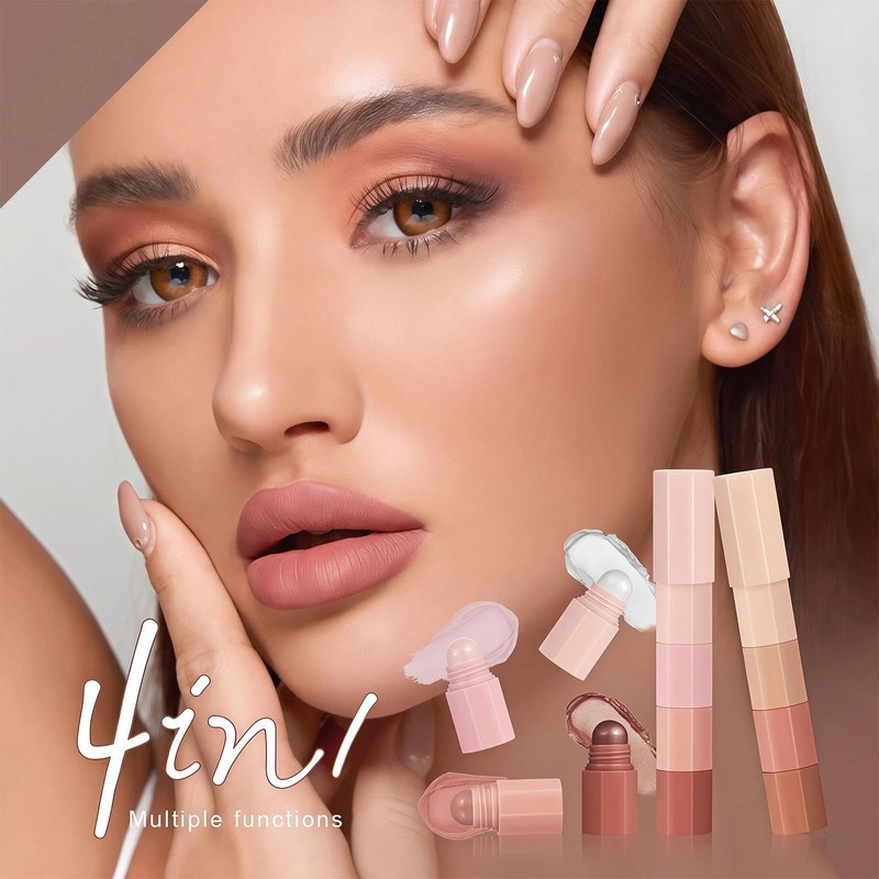 Glitter Eyeshadow Stick Set, 8 Colors Waterproof Eye Shadow Stick
