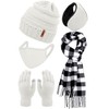 Aneco Winter Warm Sets Buffalo Plaid Scarf Knitted Beanie Hat