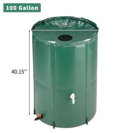 100 Gallon Collapsible Rain Barrel,Portable Water Storage Tank,Collection System Downspout, Water Catcher Container with Filter Spigot Overflow Kit