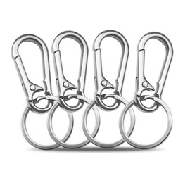 RUGBOL 4 Schlüsselanhänger, Schlüsselringe, Schlüsselring-Clip, Schlüsselring-Clip, Schlüsselring-Korpus, Schlüssel-Organizer für Männer und Frauen, Zuhause, Autoschlüsselfinder (silberfarben)