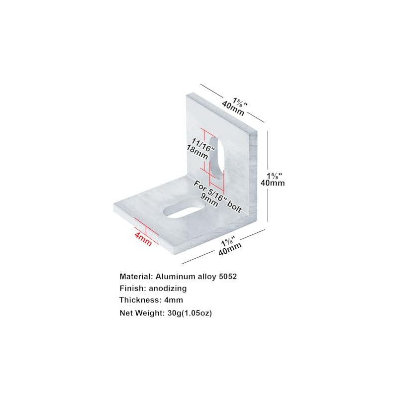 Fanmao 20 Pcs 1-5/8" x 1-5/8" x 1-5/8" Aluminum Slotted