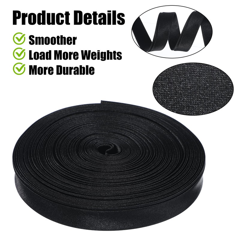 Nylon Webbing Strap, 3/8 Inch Heavy Duty Black Nylon Webbing