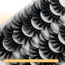 loladook 25 mm Lashes Mink Long Dramatic Lashes D Curl Big 25mm Mink Lashes 5D Full Volume Strip Lashes That Look Like Extensions Wispy Fake Eyelashes Natural Look