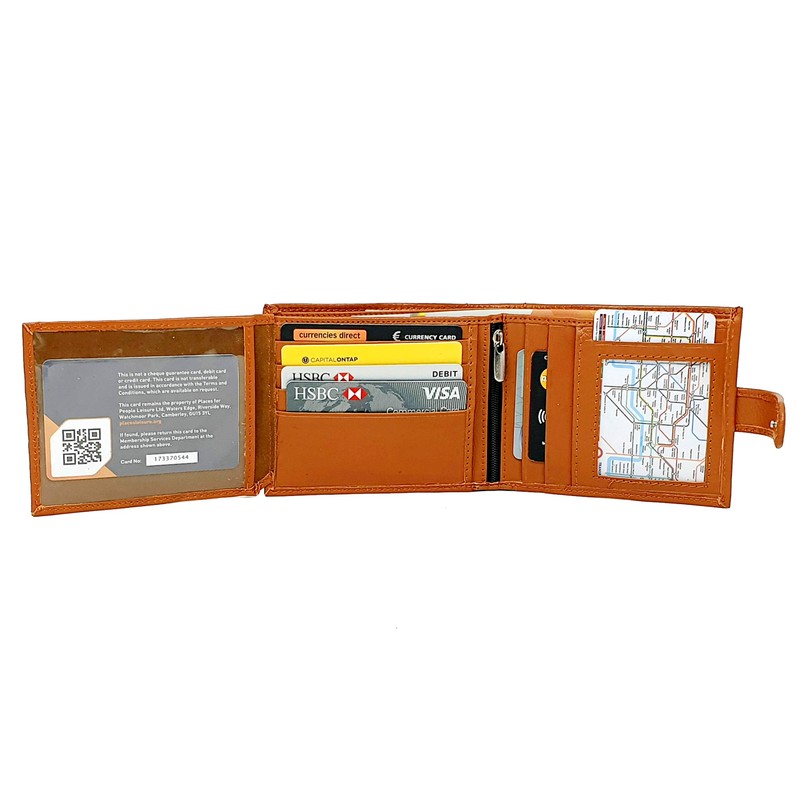 RAS WALLETS Men's RFID Passcase Trifold Real Leather Wallet Multi