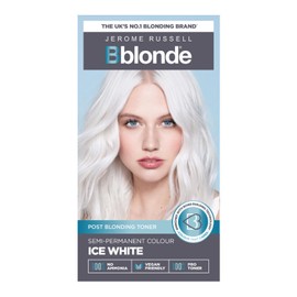Jerome Russell Bblonde Ice White Post Blonding Toner - Semi Permanent Hair Dye Kit for Pre Lightened & Blonde Hair with Brazil Nut Oil, No Ammonia & Vegan