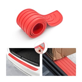 Car Rear Bumper Protector Guard, Anti-Scratch Abrasion Rubber Trunk Door Entry Sill Guard, Non-Slip Vehicle Trim Cover Protection Strip, Car Accessories for Most Cars and SUV (Red/35.4"x2.7")