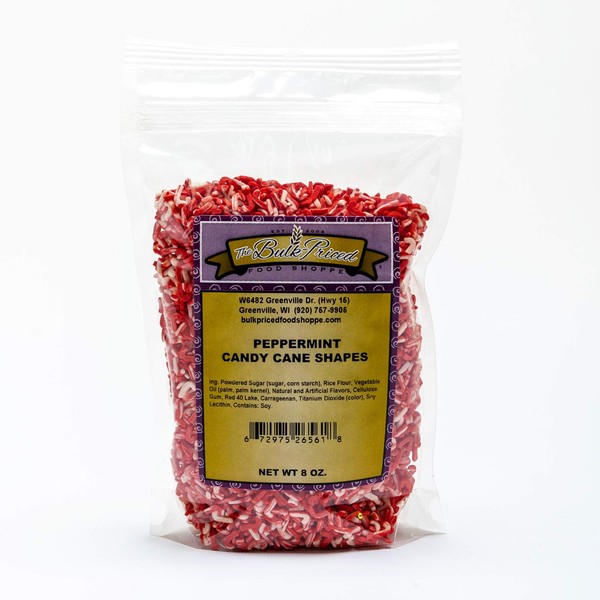 Peppermint Candy Cane Shapes, Bulk Size (8 oz. Resealable Zip