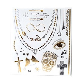 LA Style Metallic Flash Sugar Skull Tattoo Body Jewelry