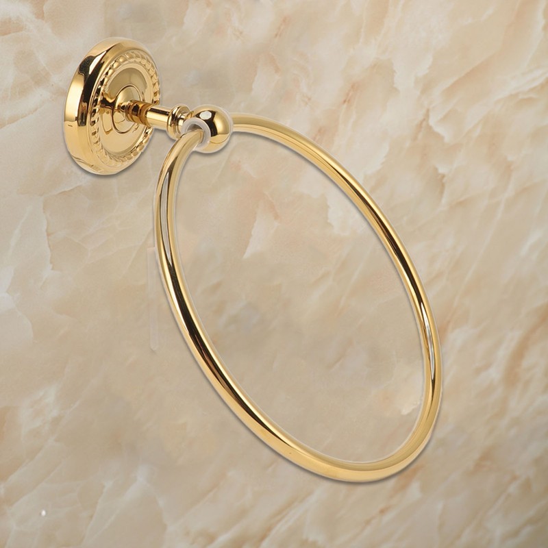 Towel Ring Golden Wall Mounted Glossy Hand Feel Decorative Copper
