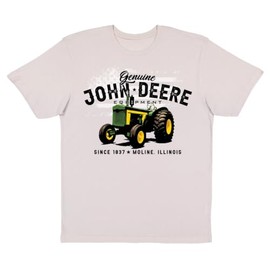 John Deere Mens Genuine Vintage 1837 Tractor Short Sleeved T-Shirt - Light Gray (US, Alpha, Large, Regular, Regular, Light Gray)