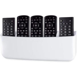 TotalMount Hole-Free Remote Holder – Eliminates the Need to Drill Holes in Your Wall (Premium White Holder for 5 or 6 Remotes)